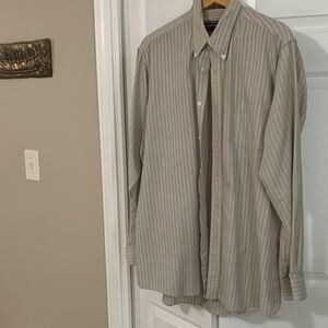 David Taylor Men's Taupe Striped Button-Down Shirt